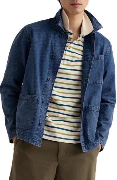 Seasalt Cornwall Balefire Stripe Organic Cotton Piqué Polo In Blue