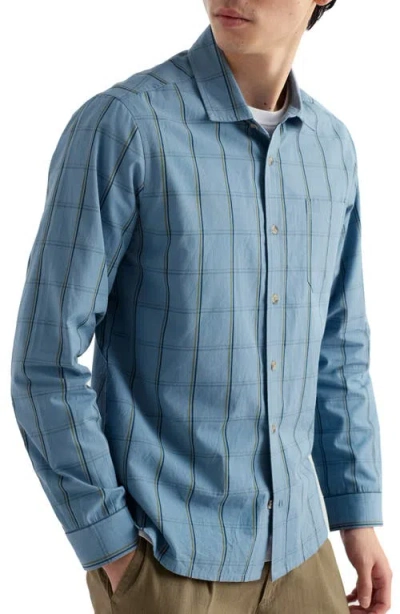 Seasalt Cornwall Banyan Windowpane Check Organic Cotton Button-up Shirt In Blue