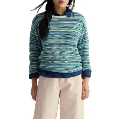 Seasalt Cornwall Betony Stripe Organic Cotton Sweater In Blue