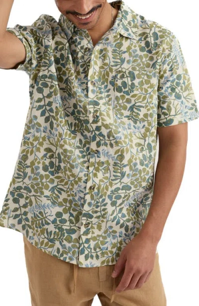 Seasalt Cornwall Blue Heron Short Sleeve Linen Shirt In Multi