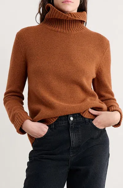 Seasalt Cornwall Braque Turtleneck Wool Blend Sweater In Brown