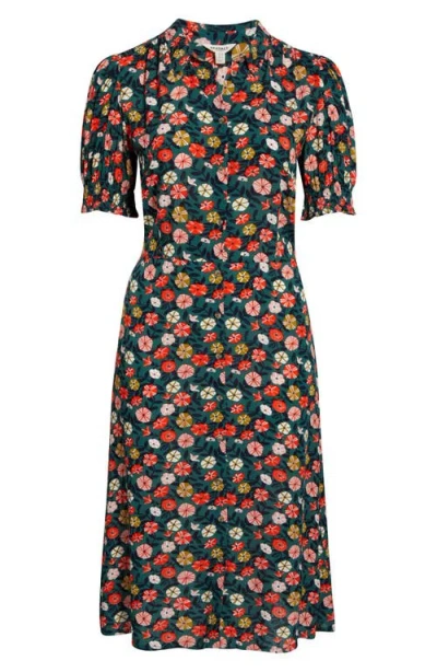 Seasalt Cornwall Bridget Floral Print Midi Dress In Green