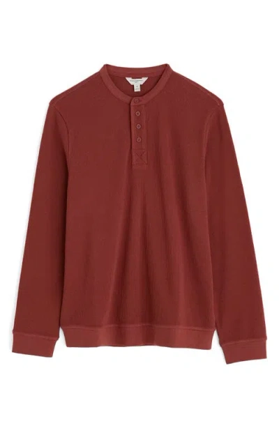 Seasalt Cornwall Brigatine Long Sleeve Thermal Organic Cotton Henley In Red