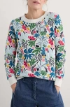 Seasalt Cornwall Bright Wave Floral French Terry Sweatshirt In Seaweed Flower Chalk