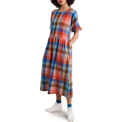 Seasalt Cornwall Brouse Check Organic Cotton Midi Dress In Garden Painting Multi