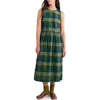 Seasalt Cornwall Brouse Check Sleeveless Organic Cotton Midi Dress In Green