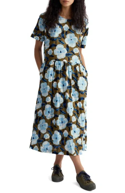 Seasalt Cornwall Brouse Floral Print Organic Cotton Midi Dress In Multi