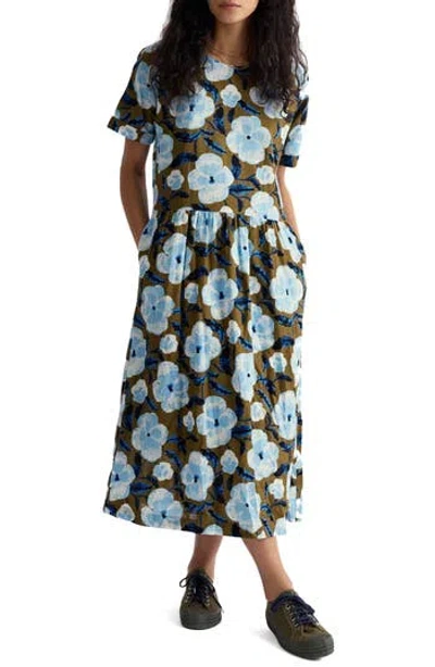 Seasalt Cornwall Brouse Floral Print Organic Cotton Midi Dress In Multi