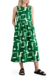 Seasalt Cornwall Brouse Geo Print Sleeveless A-line Dress In Green