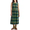 Seasalt Cornwall Brouse Check Sleeveless Organic Cotton Midi Dress In Green