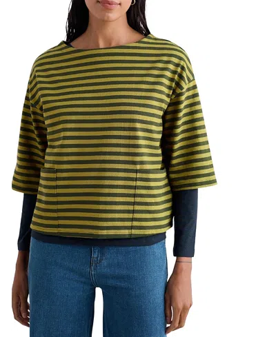 Seasalt Cornwall Buryan Oversized Boat Neck T-shirt In Green