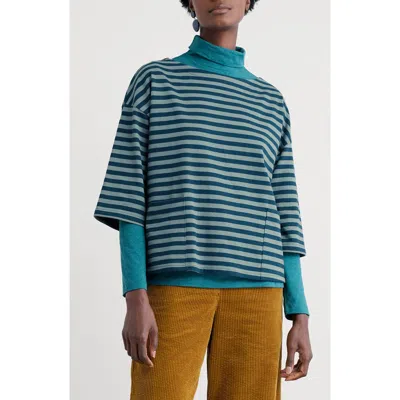 Seasalt Cornwall Buryan Stripe Organic Cotton T-shirt In Blue