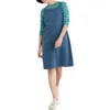 Seasalt Cornwall Calican Pinafore Denim Dress In Mid Wash Grain