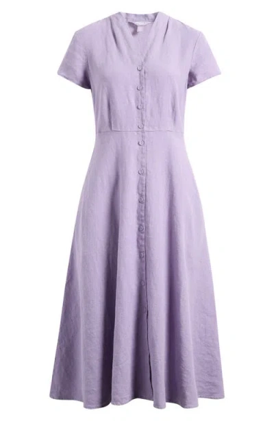 Seasalt Cornwall Carved Wood Linen Midi Dress In Purple