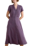 Seasalt Cornwall Carved Wood Linen Midi Dress In Sloe