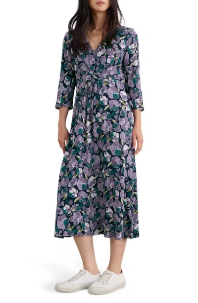 Seasalt Cornwall Chapelle Floral Organic Cotton Jersey Midi Dress In Blue