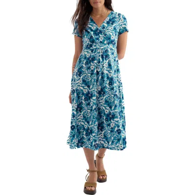 Seasalt Cornwall Chapelle Floral Organic Cotton Jersey Midi Dress In Blue