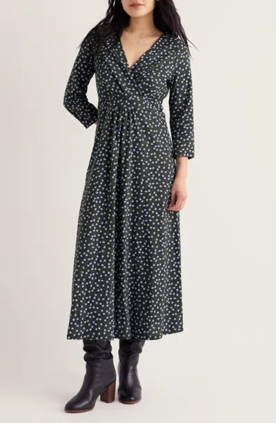 Seasalt Cornwall Chapelle Floral Organic Cotton Jersey Midi Dress In Sketched Buds Nori