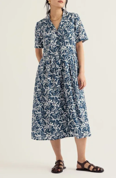 Seasalt Cornwall Charlotte Floral Organic Cotton Voile Shirtdress In Blue