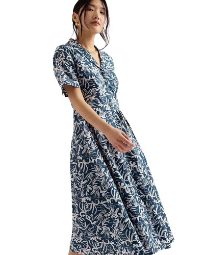 Seasalt Cornwall Charlotte Short Sleeve Shirt Midi Dress In Blue