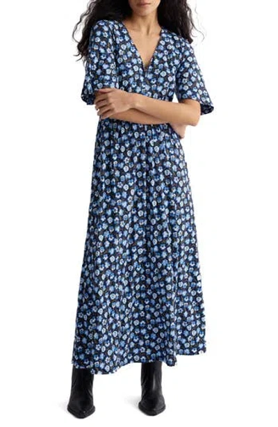 Seasalt Cornwall Chateaux Floral Maxi Dress In Pressed Pansies Sail