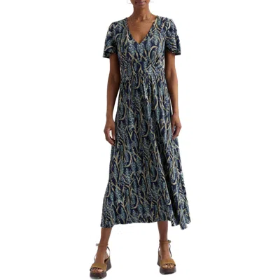 Seasalt Cornwall Chateaux Floral Organic Cotton Midi Dress In Blue