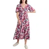 Seasalt Cornwall Chateaux Floral Print Organic Cotton Midi Dress In Seashore Floral Yacht