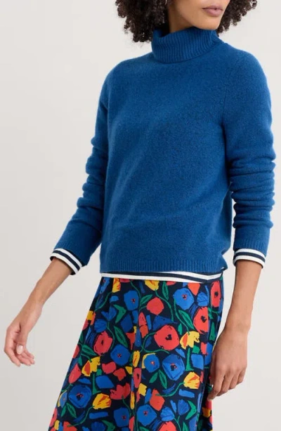 Seasalt Cornwall Cloud Chasing Turtleneck Wool Blend Sweater In Blue