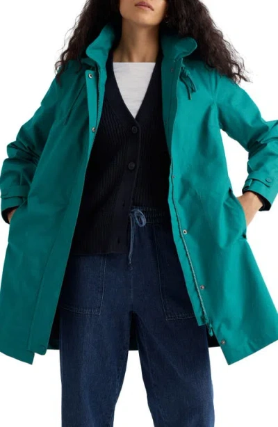 Seasalt Cornwall Cloudburst Mac Waterproof Organic Cotton Coat In Blue