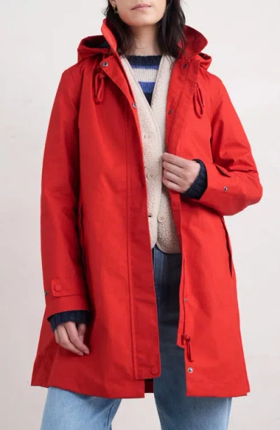 Seasalt Cornwall Cloudburst Waterproof Organic Cotton Coat In Tomato