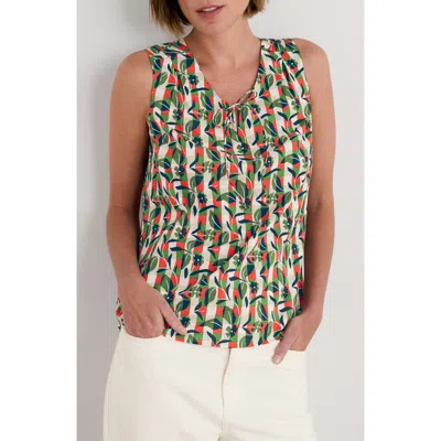 Seasalt Cornwall Cobbs Well Floral Sleeveless Organic Cotton Split Neck Top