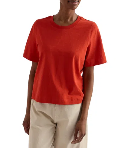 Seasalt Cornwall Copseland Printed Crew Neck T-shirt In Orange
