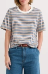 Seasalt Cornwall Copseland Stripe Organic Cotton T-shirt In Blue