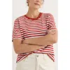 Seasalt Cornwall Copseland Stripe Organic Cotton T-shirt In Cornish Chalk Dark Cinnamon