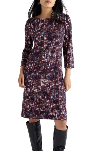 Seasalt Cornwall Cornish Oaks Long Sleeve Stretch Organic Cotton Dress In Multi