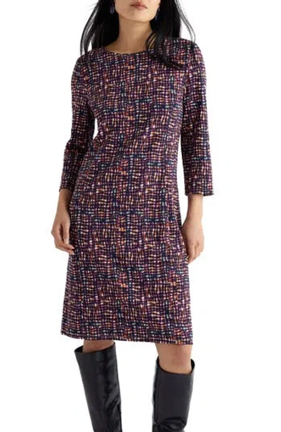 Seasalt Cornwall Cornish Oaks Long Sleeve Stretch Organic Cotton Dress In Purple