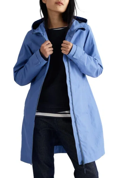 Seasalt Cornwall Coverack Waterproof Organic Cotton Blend Raincoat With Removable Hood In Blue