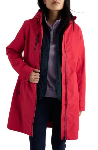 Seasalt Cornwall Coverack Waterproof Organic Cotton Blend Raincoat With Removable Hood ( In Red