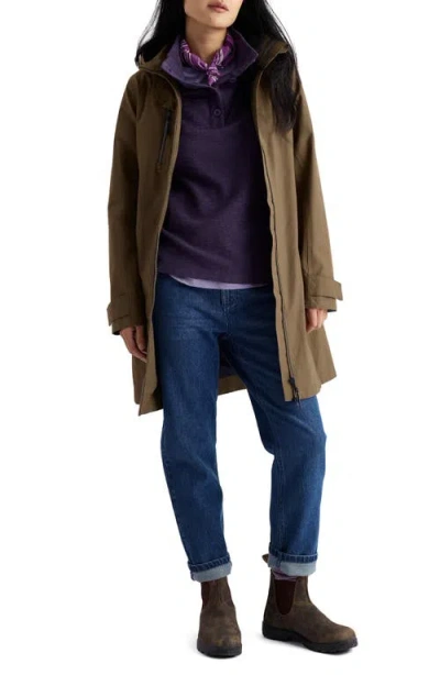 Seasalt Cornwall Coverack Waterproof Organic Cotton Raincoat With Removable Hood In Green