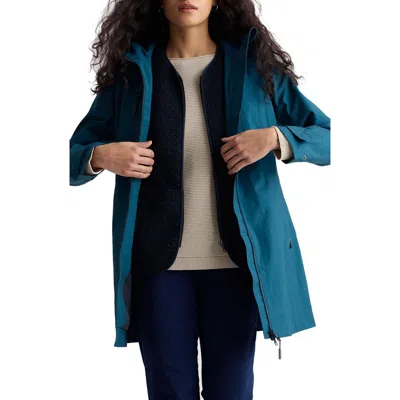 Seasalt Cornwall Coverack Waterproof Organic Cotton Raincoat With Removable Hood In Blue