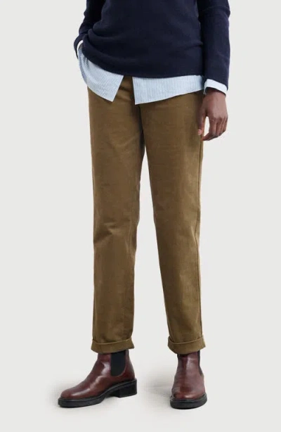 Seasalt Cornwall Crackington Sailor Button Crop Pull-on Pants In Brown
