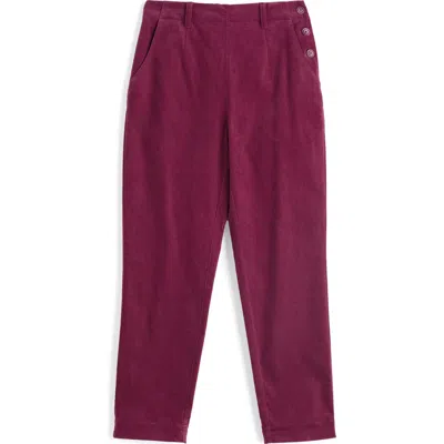 Seasalt Cornwall Crackington Sailor Button Crop Pull-on Pants In Burgundy
