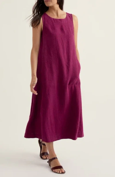 Seasalt Cornwall Cresting Waves Sleeveless Linen A-line Dress In Pink