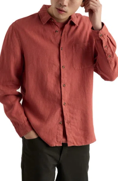 Seasalt Cornwall Curator Slub Linen Button-up Shirt In Red
