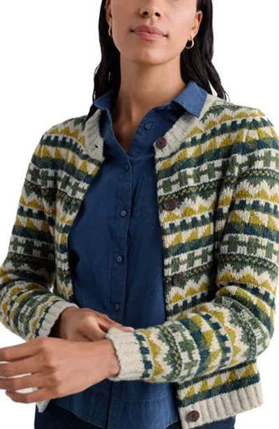 Seasalt Cornwall Daedon Pick Fair Isle Merino Wool Blend Cardigan In Zig Zag Geo Alpine G