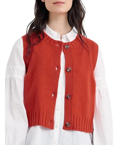 Seasalt Cornwall Derwenn Button Down Merino Knit Vest In Red