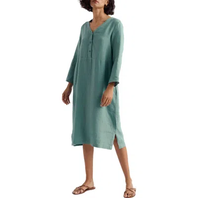 Seasalt Cornwall Dew Drop Long Sleeve Linen Midi Dress In Blue