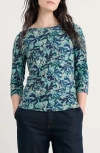 Seasalt Cornwall Easel Frond Print Stretch Organic Cotton Top In Multi