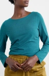 Seasalt Cornwall Easel Long Sleeve Stretch Organic Cotton Top In Blue