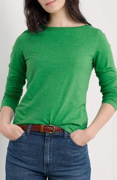 Seasalt Cornwall Easel Long Sleeve Stretch Organic Cotton Top In Green